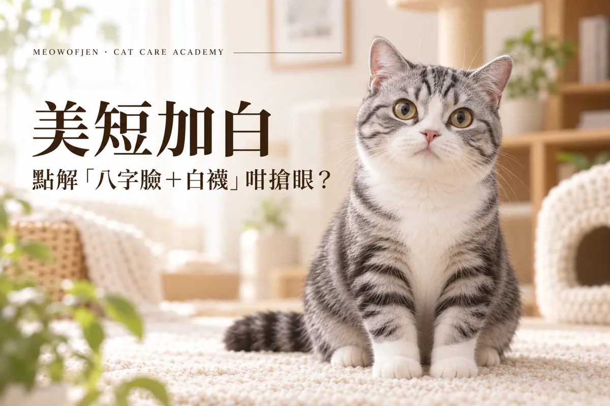 美短加白係咩？白位點分布，兩隻可以差好遠｜Meowofjen 養貓學院