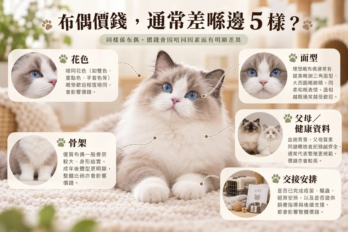 香港布偶貓價錢 2026｜你多俾嗰幾千，係買花色，定買一隻更啱你嘅 BB？ 配圖